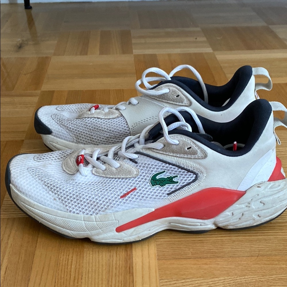 Lacoste White and Red Sneakers